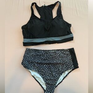 SeaFancy Women’s Bikini, size XL, Black and Gray Two-Piece Swimsuit